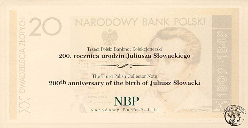 Polska 20 złotych 2009 Słowacki st. 1