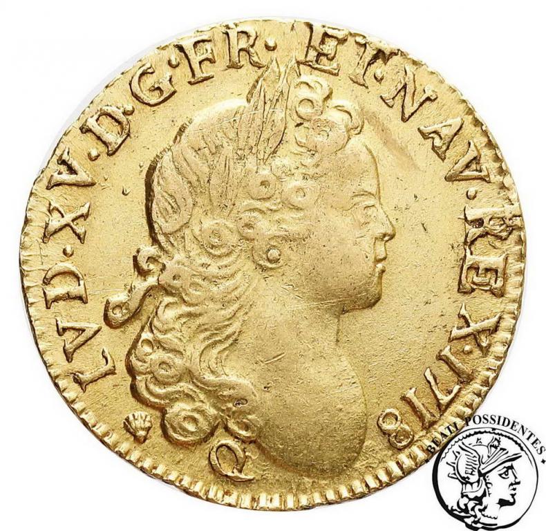 Francja Ludwik XV Louis d'or 1718 Q st. 2-