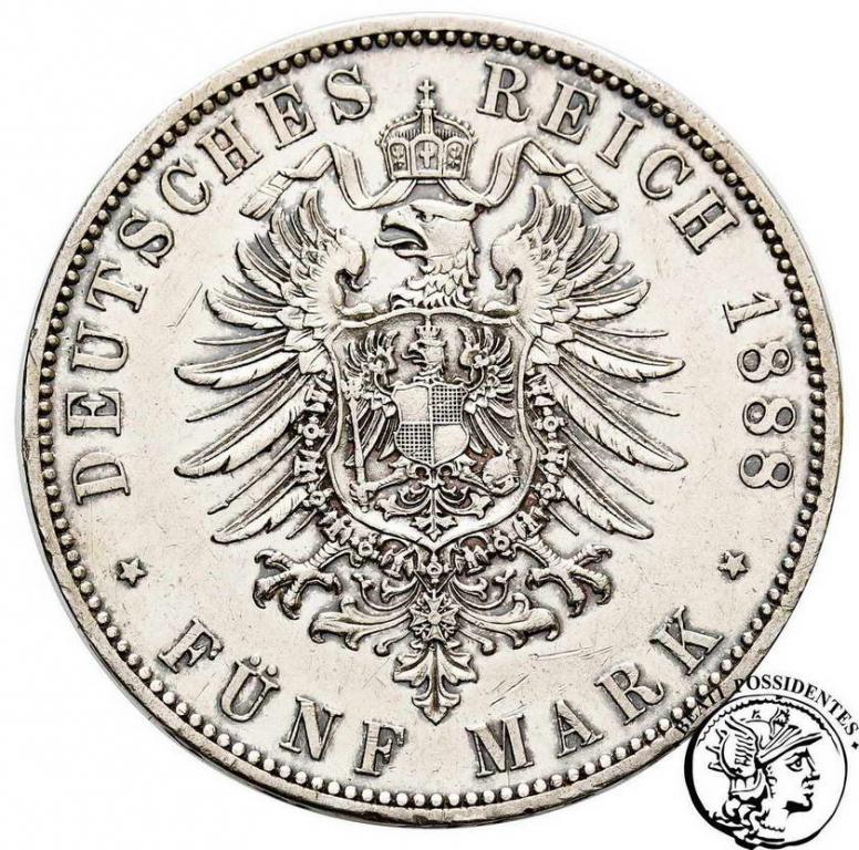 Niemcy Prusy 5 Marki 1888 A Friedrich III st.3
