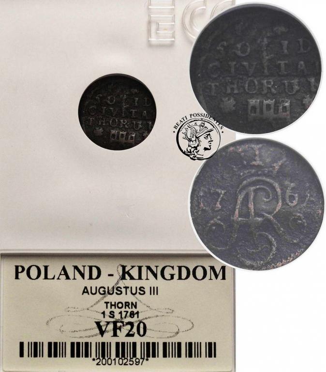 August III Sas szeląg 1761 Toruń GCN VF20