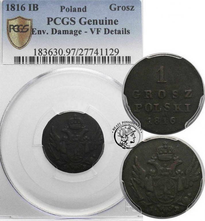 Polska 1 grosz 1816 Alexander I PCGS VF details