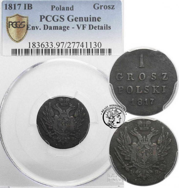 Polska 1 grosz 1817 Alexander I PCGS VF details