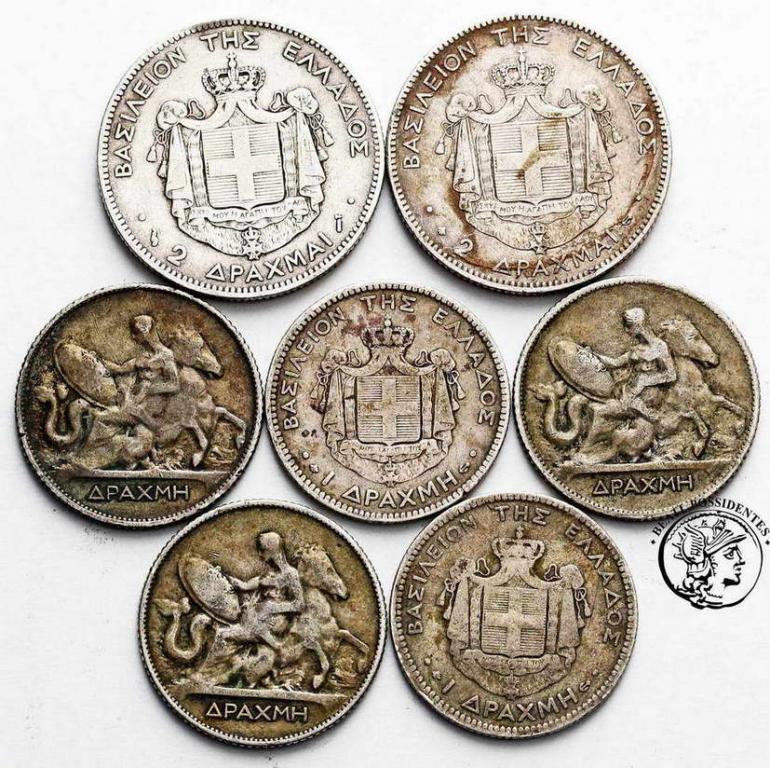 Grecja monety srebrne lot 7 szt. st.3