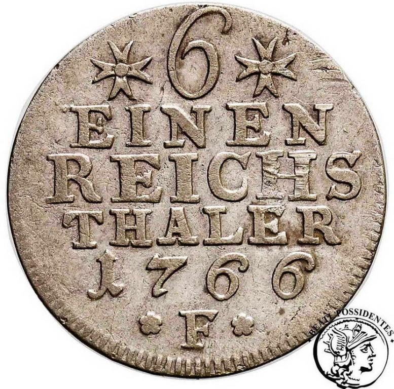 Niemcy Prusy 1/6 talara 1766 F (Magdeburg) st.3