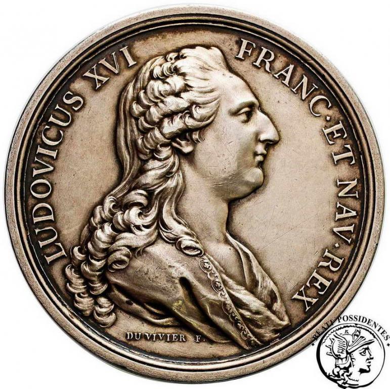 Francja medal Ludwik XV srebro XIX w. st.3+