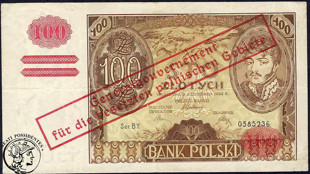 Gen. Gub. 100 złotych 1934 (z nadrukiem) st.3