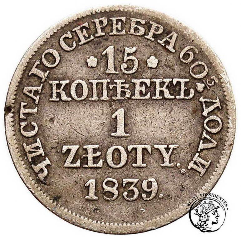 Polska Mikołaj I 15 kopiejek 1 złoty 1837 MW st.3-