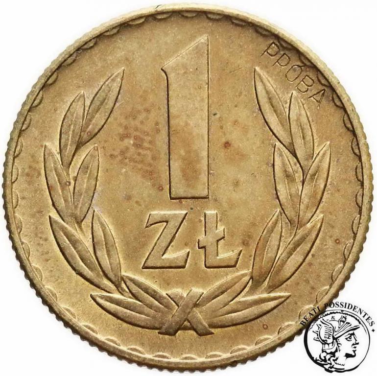 Polska PRÓBA 1 złoty 1949 mosiądz st. 2