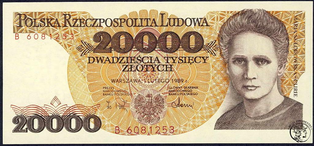 Polska 20 000 złotych 1989 seria B st.1