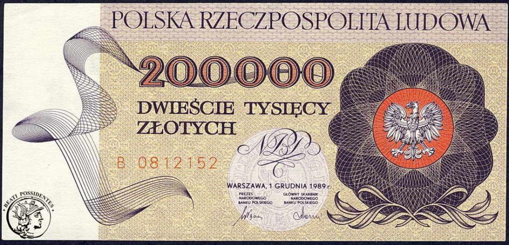 Polska 200 000 złotych 1989 seria B st.1-