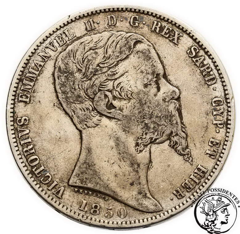 Włochy Sardynia 5 lirów 1850 st. 3