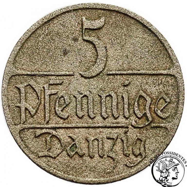 Wolne miasto Gdańsk 5 fenigów 1928 st. 3