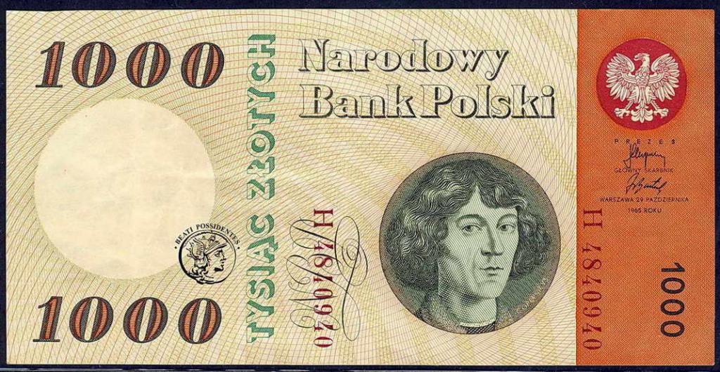 Polska 1000 złotych 1965 seria H st.3