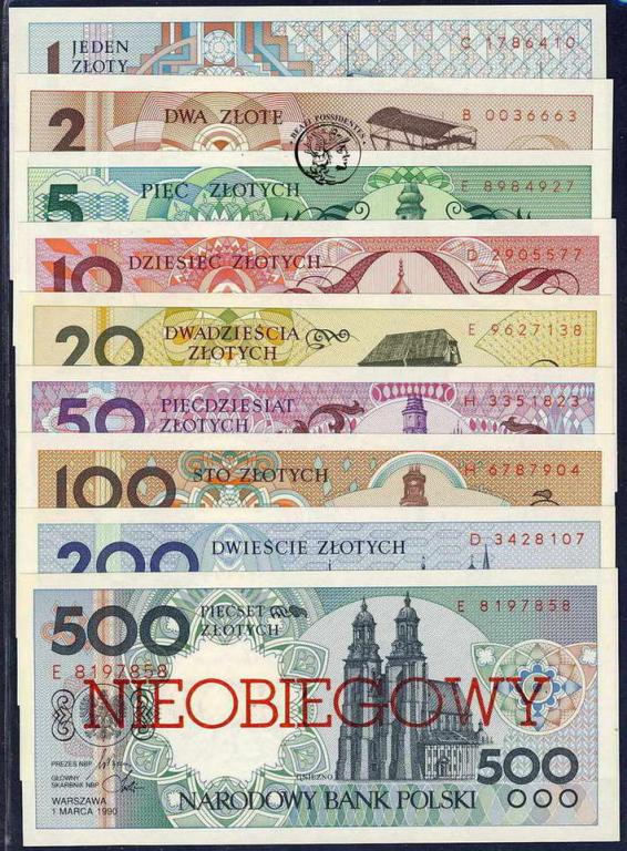 1-500 złotych 1990 miasta polskie NIEOBIEGOWY st.1