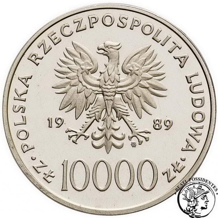 10 000 złotych 1989 Jan Paweł II kratka st. L-/L