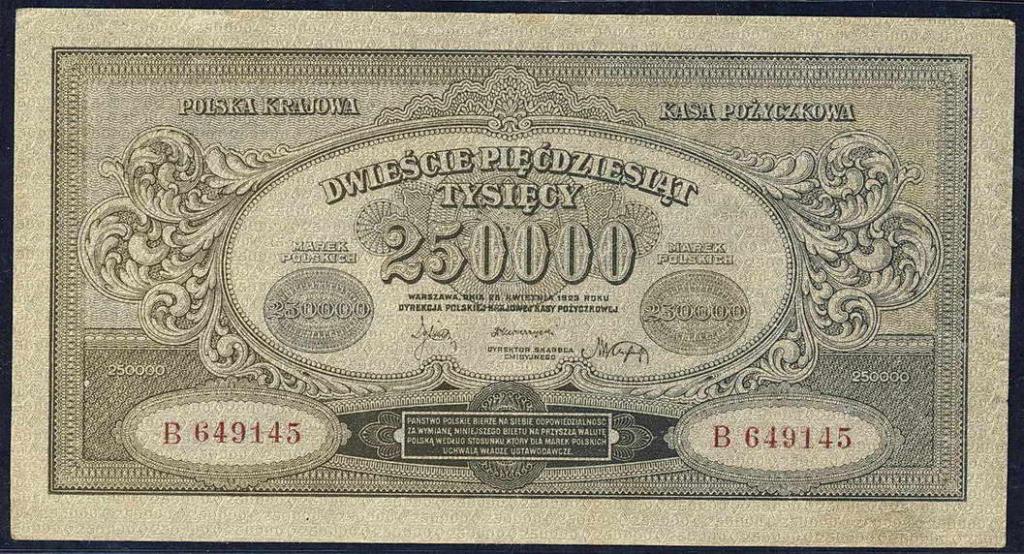 Polska 250 000 mkp 1923 seria B st.3