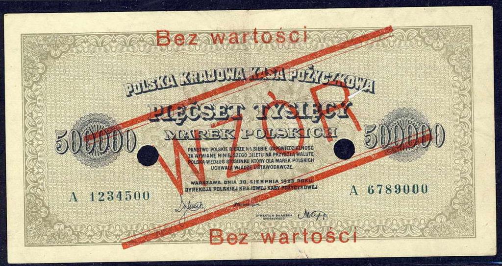 Polska 500 000 mkp 1923 WZÓR Seria A st.3