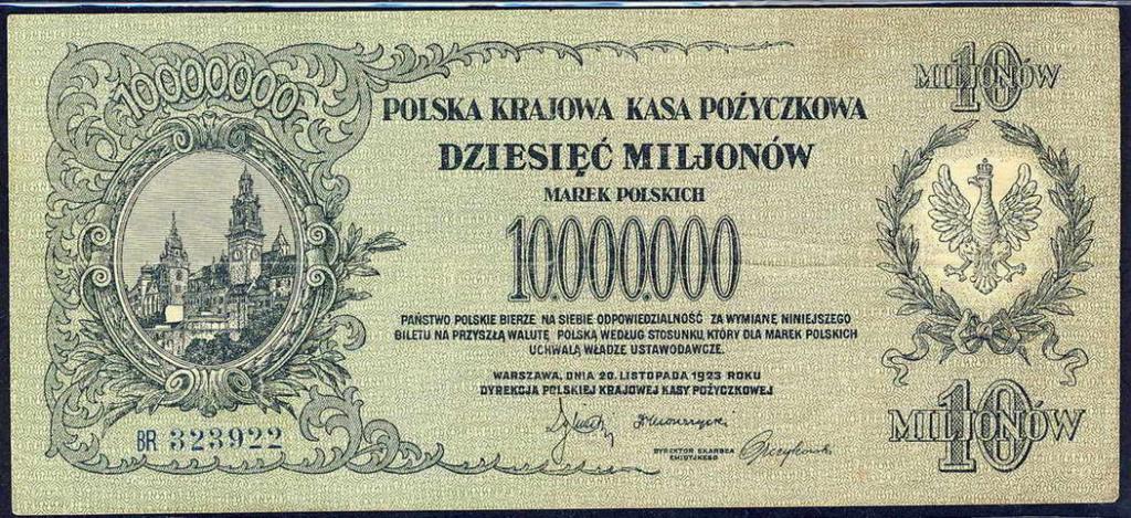 Polska 10 000 000 mkp 1923 seria BR st.3-