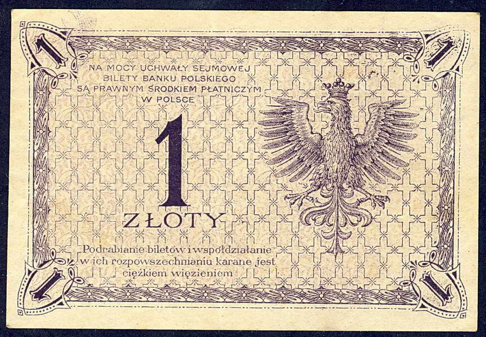 Polska 1 złoty 1919 seria S. 76 B st.3+