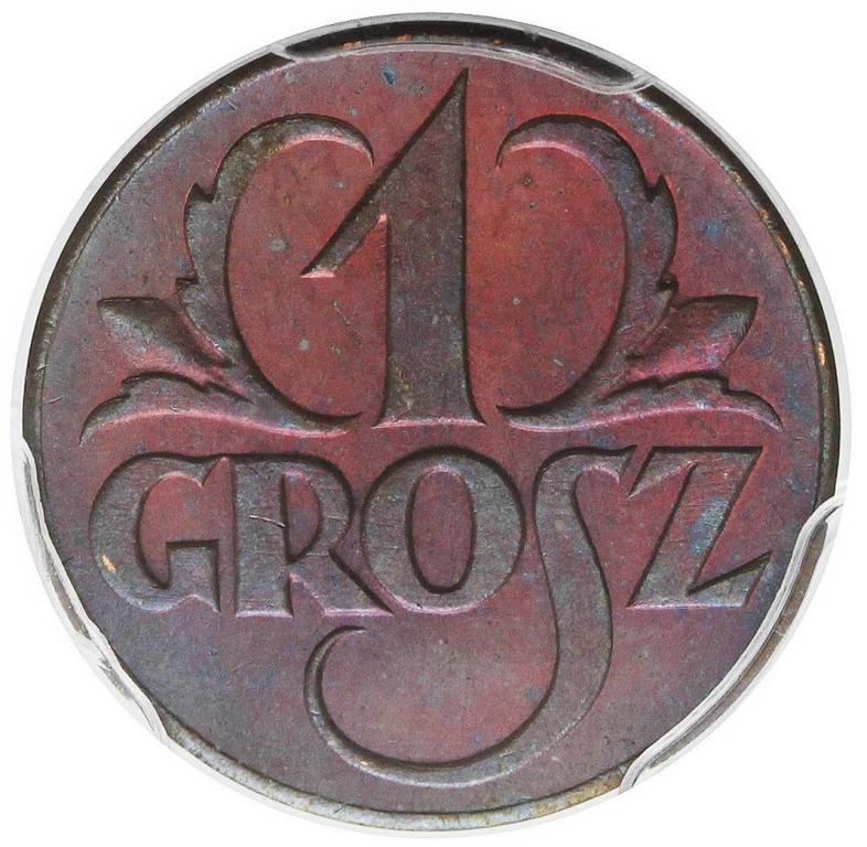 II RP PRÓBA 1 grosz 1923 lustrzanka PCGS SP66 RB