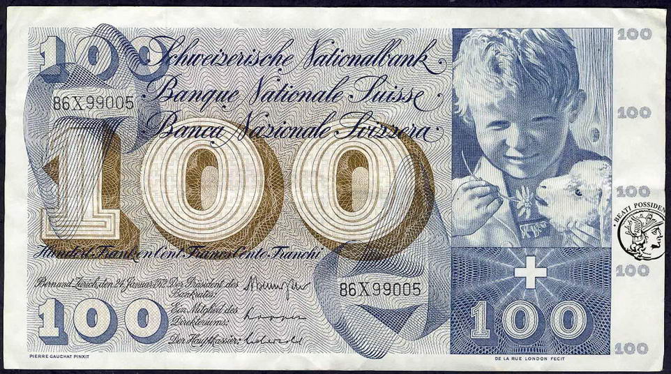 Szwajcaria 100 franków 1972 st.3