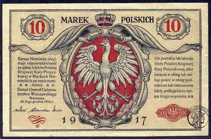 Polska 10 marek 1916 ...Generał st.3