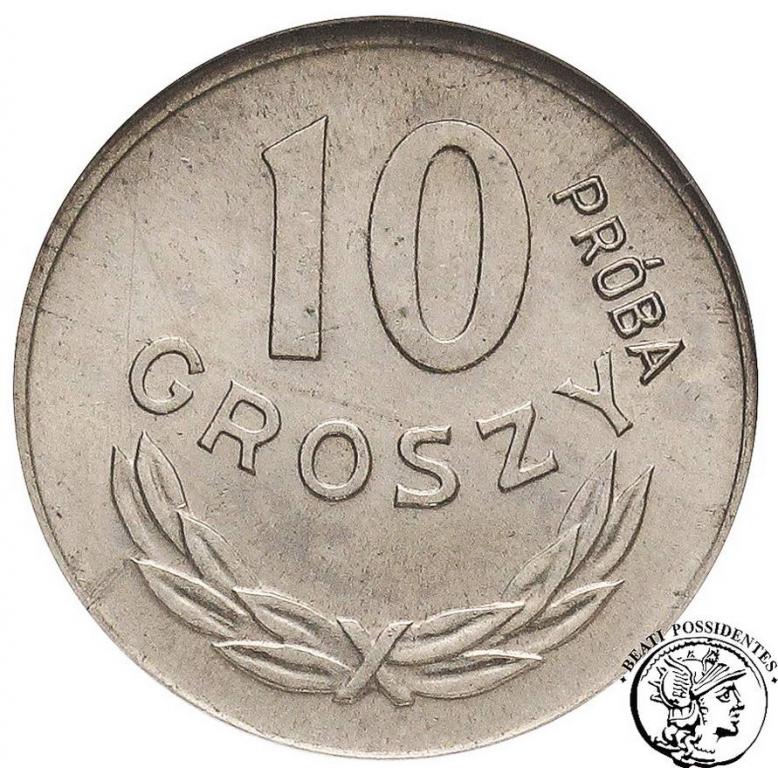 Polska PRÓBA 10 groszy 1949 Nikiel GCN MS64