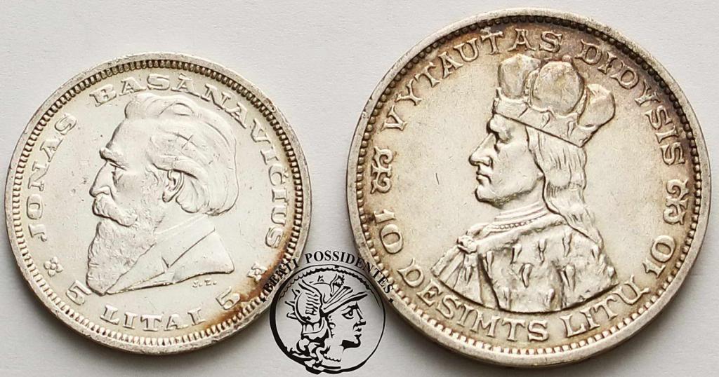 Litwa 5 + 10 Litów 1936 srebro st.3