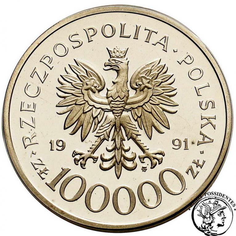 Polska III RP 100 000 złotych 1991 Narvik st.L