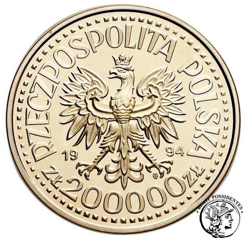 200 000 złotych 1994 Zygmunt I Stary popiersie stL