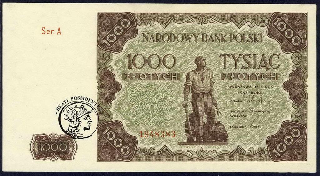 Polska 1000 złotych 1947 seria A st. 1-