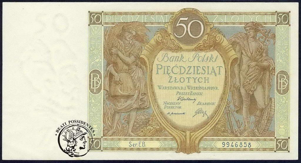 Polska 50 złotych 1929 seria EB st. 2+