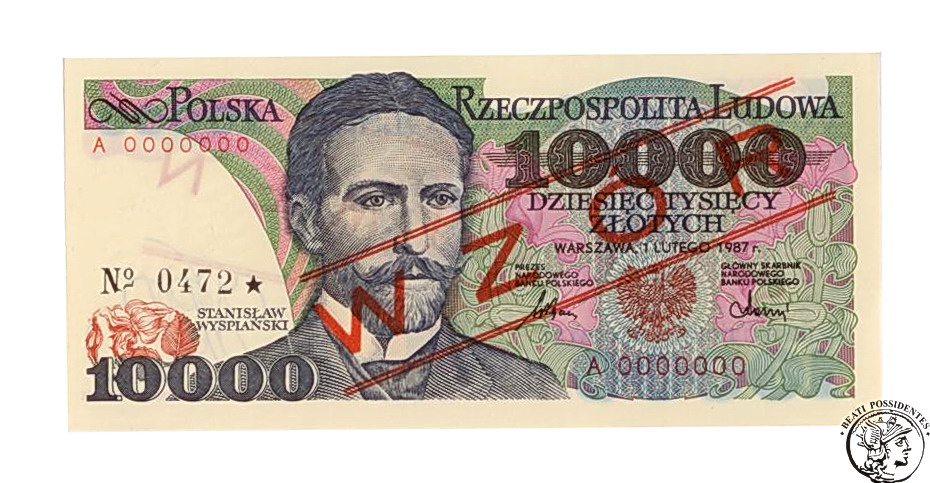 Polska 10 000 złotych 1987 WZÓR st.1