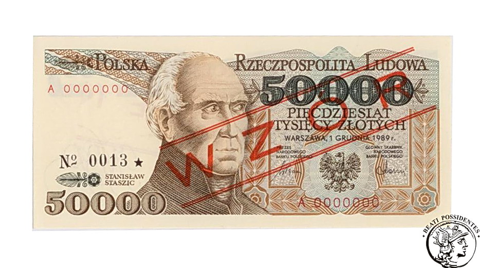Polska 50 000 złotych 1989 WZÓR st.1