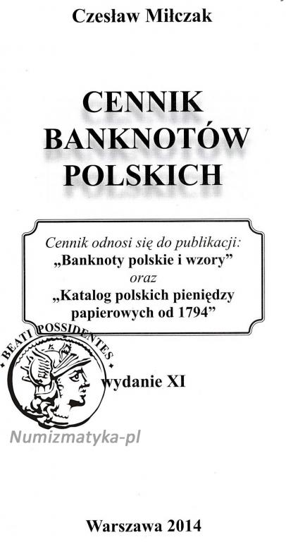 Cz. Miłczak CENNIK banknotów polskich / wydanie XI