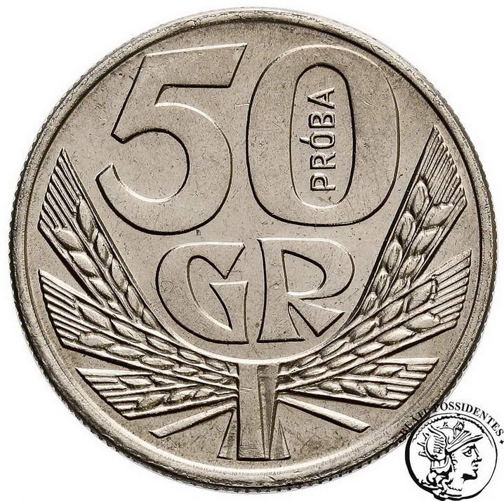Polska PRL PRÓBA Nikiel 50 groszy 1958 st.1