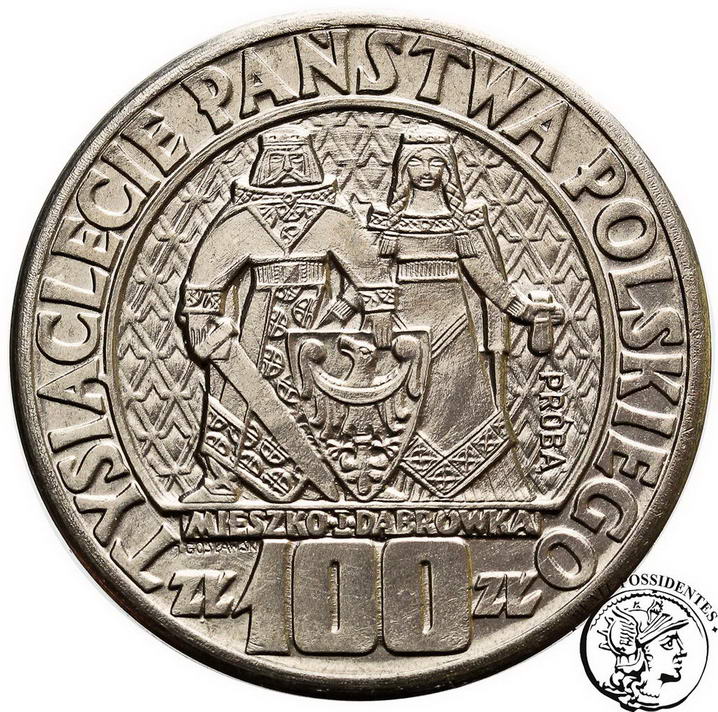 PRÓBA Nikiel 100 złotych 1960 Millenium st.1