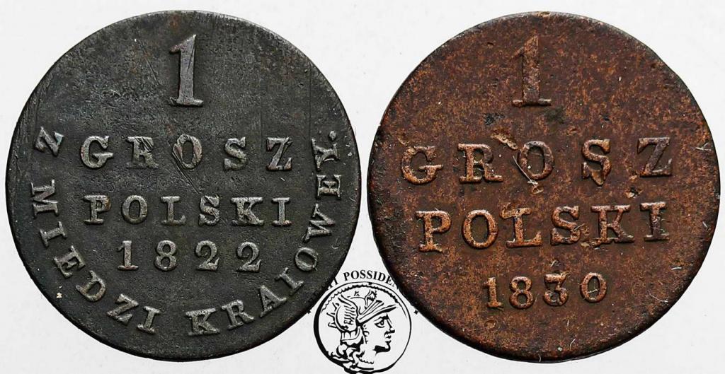 Polska XIX wiek grosze 1822 + 1830  2 szt. st.3-/4