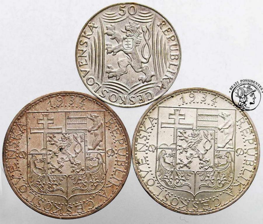 Czechosłowacja monety srebrne lot 3 szt. st.3/3+