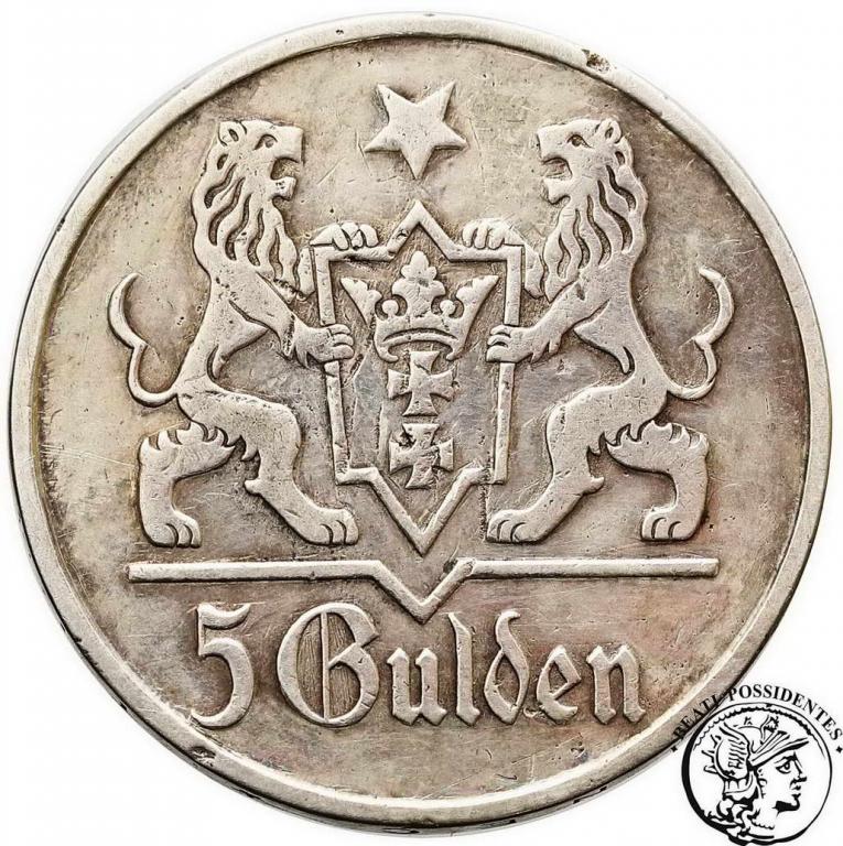 Polska W M Gdańsk 5 Guldenów 1923 st. 3-