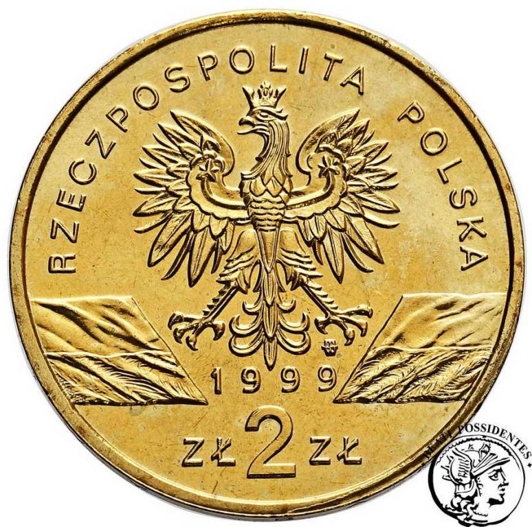 Polska III RP 2 złote 1999 Wilk st.2+