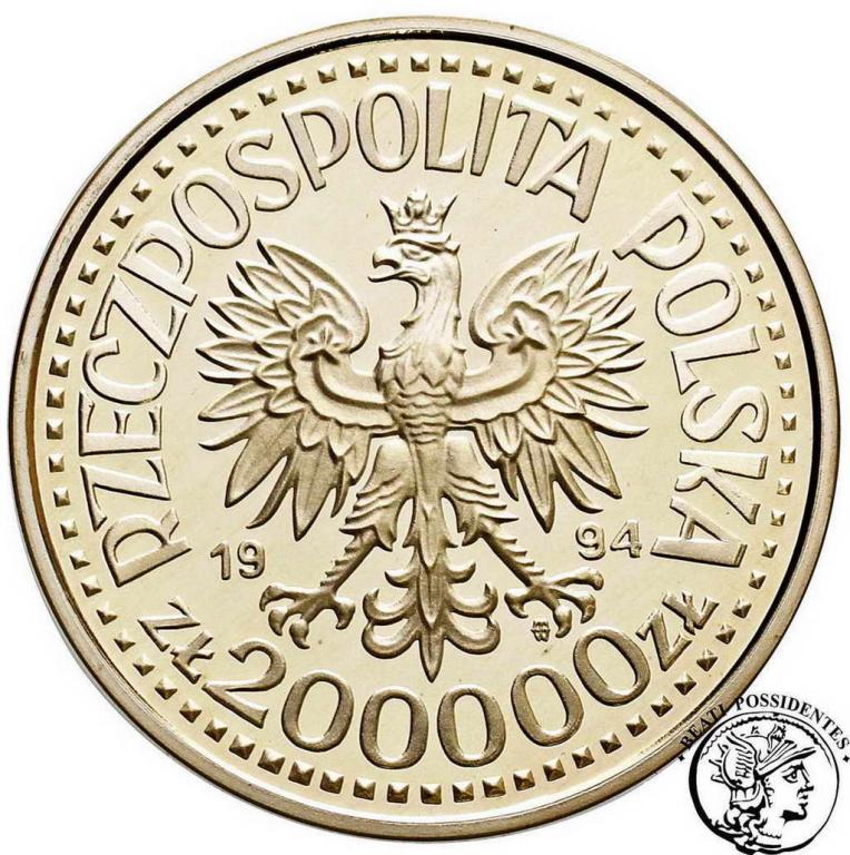 200 000 złotych 1994 Zygmunt I Stary popiersie stL