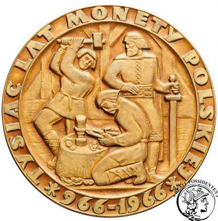 Polska medal 1966  1000 lat Monety polskiej st. 1-