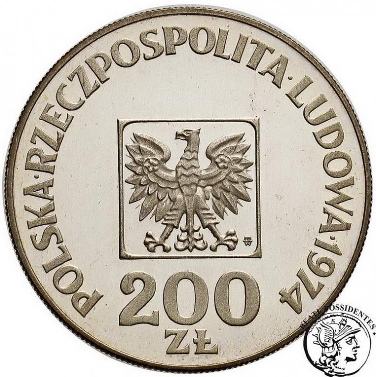 Polska PRL 200 złotych 1974 lustrzanka st.L-
