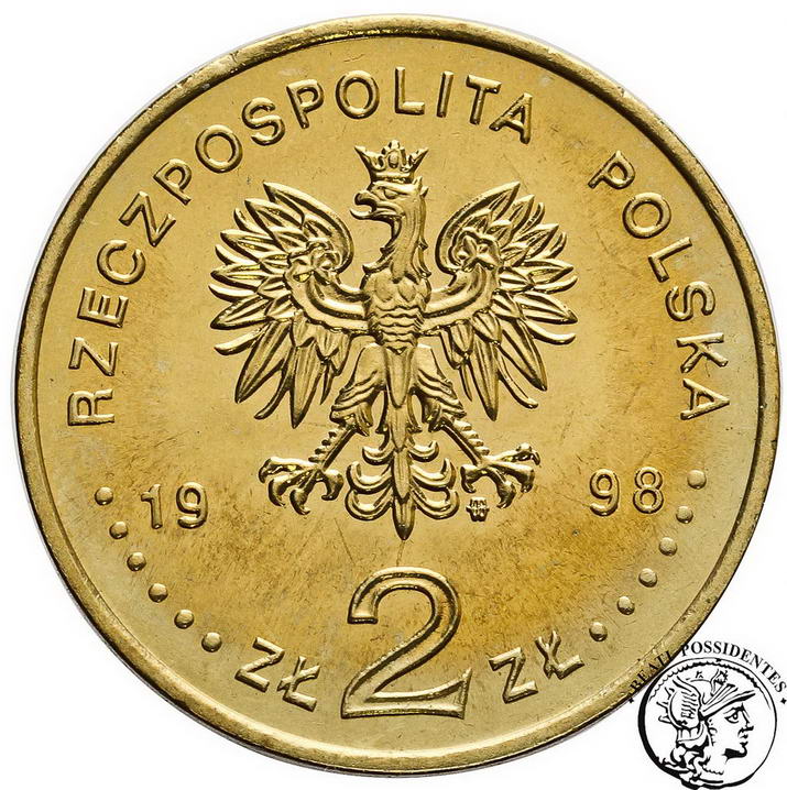 Polska III RP 2 złote 1998 Zygmunt III Waza st1-