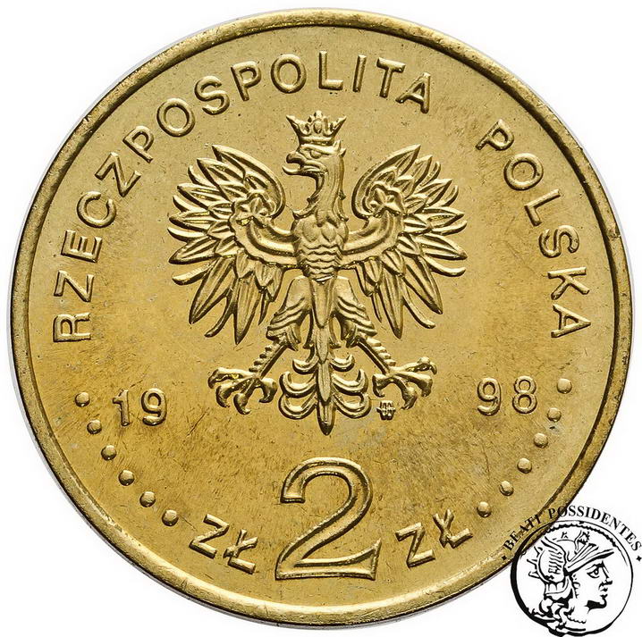 Polska III RP 2 złote 1998 Zygmunt III Waza st1-