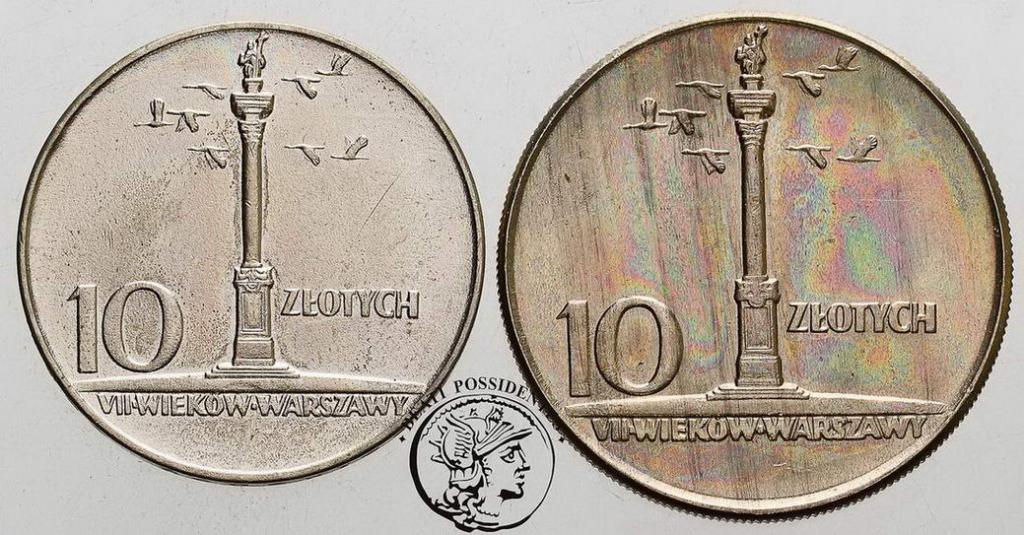 PRL 10 złotych 1966 + 1965 kolumna duża i mała st1