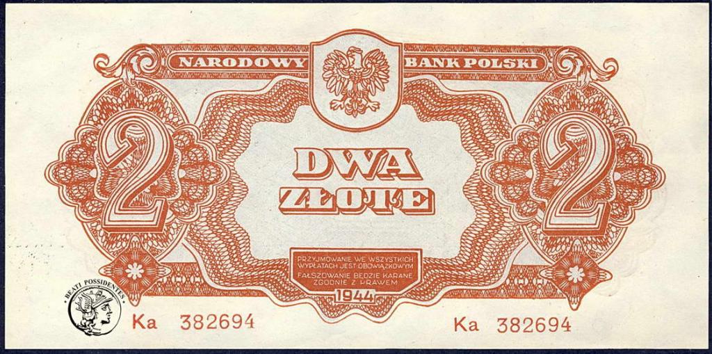 Polska 2 złote 1944 (...owym) seria Ka st.1-