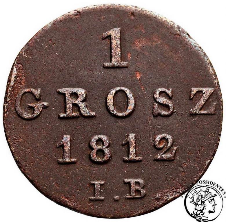 Polska Księstwo Warszawskie 1 grosz 1812 IB st.3+