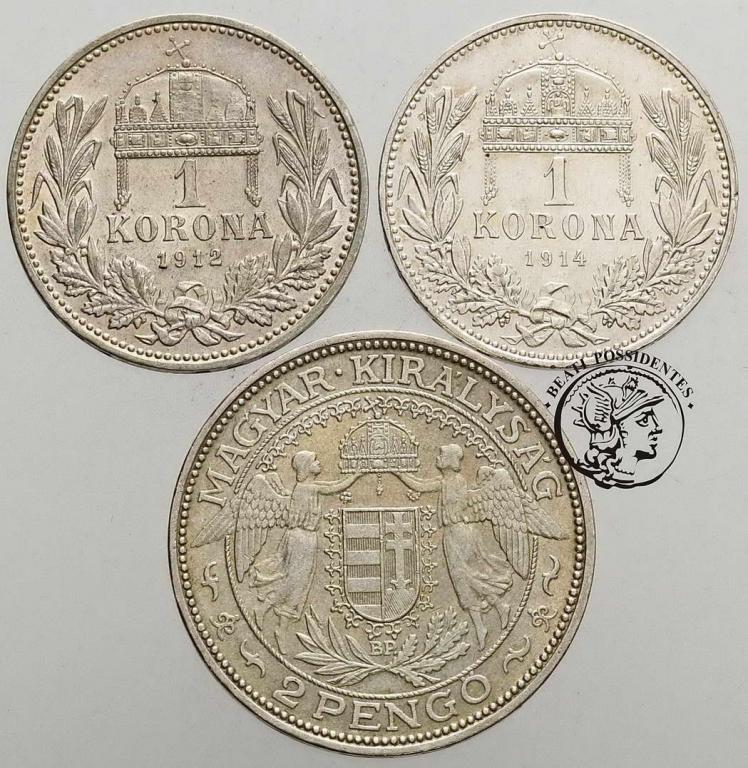 Węgry monety srebrne lot 3 szt st. 2